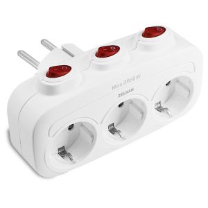 Multiprise avec Interrupteur Indépendant-Multiprises avec 3 Prises Horizontales-Multiprise Murale sans Câble-Prise Multiple-Blanc.[F32] - Neuf