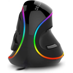 CHECARZHN--NO1-Souris Ergonomique Filaire, Souris Verticale Avec Rvb, Souris Optique Pour Droitier, 4000 Dpi, 6 Boutons Programmables, Repose-Poignet Amovible, Grande Main (M618Plus Rgb) - Neuf