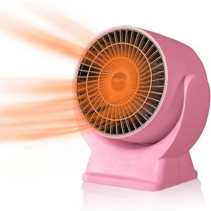 Radiateur soufflant électrique silencieux et économique, mini radiateur soufflant portable, 800 W, avec thermostat de bureau (rose) - Neuf