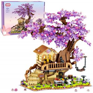 KALWL-Jouet De Construction Pour La Maison De L'Arbre Des Cerisiers En Fleurs Avec Lumière Led,880Pcs Bonsaï De Fleurs De Cerisier Jeu De Construction De Maison En Fleurs Pour Les Enfants De 6 À 12 A - Neuf
