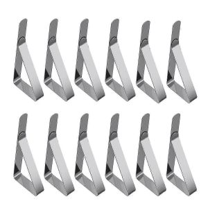12 Paquets De Pinces De Nappe De R&eacute;glage Pinces De Couverture De Table En Acier Inoxydable Supports De Nappe (Argent) - Neuf