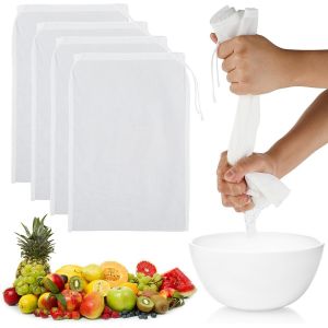 CHAAS-Sacs à Lait de Noix,4 Pièces Filtre Alimentaire Nylon Sac a Lait Vegetal Filtre Jus de Fruit Passoire Alimentaire de Cuisine Sac filtrant en Nylon Pour Fromage,Jus de Fruits, Café, Jus de Yaour - Neuf
