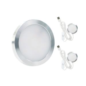 Lot de 2 plafonniers LED pour caravane, camping-car, remorque, bateau, avec connexion USB et interrupteur tactile - Neuf