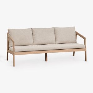 Canap&eacute; De Jardin 3 Places En Bois D'acacia Et Corde Tress&eacute;e Kaela Acacia Marron Clair - Neuf