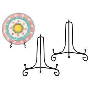 Lot de 2 chevalets de pr&eacute;sentation en fer de 15 cm pour assiettes et cadres - Neuf
