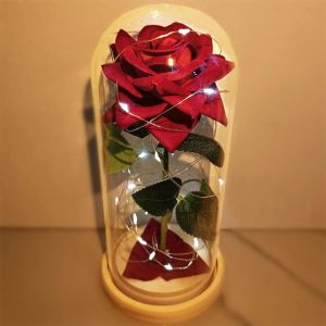 Valentine's Day Eternal Rose Under Bell,Beauty and the Beast Rose,Eternal Rose Glass Dome with LED Light and Base,Wedding Home Decor,Unique Gift for Mom,Wife,Mother,Granny,Friend.[S184] - Neuf