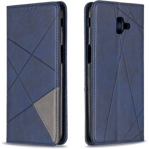 Mdy-Coque Pour Samsung Galaxy J6 Plus 2018, Housse Portefeuille En Cuir Etui De Protection Avec Slim Tpu Silicone Bumper Magnétique Flip Case, Porte Cartes Avec Fonction Support Cover (Bleu) - Neuf
