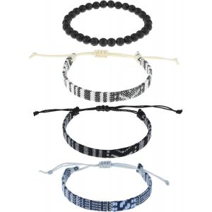 Lot De 4 Bracelets D'amiti&eacute;, Bracelet En Tissu Pour Femme, Bracelet De Surfeur Pour Homme, Festival, Bracelet Tress&eacute; En Tissu R&eacute;glable, Bracelet De Surfeur Pour Homme Et Femme[Bra9200995] - Neuf