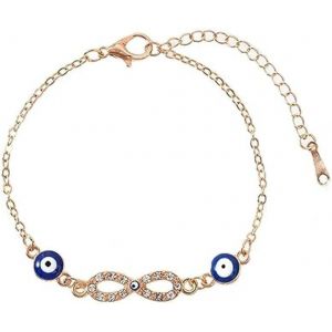 Loc-Bracelet Femme &Eacute;l&eacute;gant Avec Design Infini Et Perles Naturelles Bleu Bijoux Couple En Or Ajustable Pour Amiti&eacute; Et Amoureux Accessoire Chic Pour Fille Et Ado - Neuf