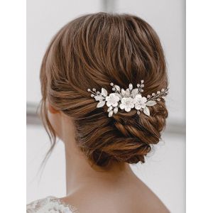 Kal-Peigne À Cheveux En Forme De Fleur Pour Mariée - Accessoire De Cheveux Pour Femme Et Fille - Argenté - Neuf