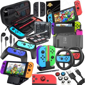 18 En 1 Nintendo Interrupteur Accessoires - Etui De Protection Avec Protecteur D'écran, Jeu De Stand, Commutateur De Shell, Contrôleur De La Pac, L'adhérence Et Le Volant, Chargeur - Neuf