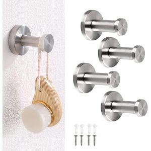Cmjaagur-Accroche Serviette 5cm, 4 Pcs Crochets &Agrave; Visser Pat&egrave;re Mural Ronde, Crochets Et Pat&egrave;res Pour La Maison Acier Inoxydable, Bross&eacute; Crochet Serviette Robuste Salle De Bain Chambre Cuisi[M2510] - Neuf