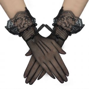 Noir Dentelle Gants Pour Femmes - Blanc Pur Mesh Soir&eacute;e Des Gants Pour Les Parties De Th&eacute; Et Mariages - Neuf