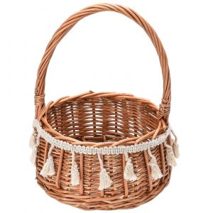 Panier De Demoiselle D'honneur De Mariage En Rotin Fait &Agrave; La Main, Panier De Rangement De Fleurs Tiss&eacute;es Rustiques Avec Poign&eacute;e Pour La Maison Ou La D&eacute;coration De Mariage - Neuf