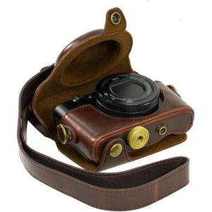 Sony RX100 RX100II RX100III M3 DSC-RX100 III RX100M3 PU Leather Camera Case with Shoulder Strap, coffee, Modern - Neuf