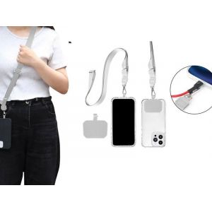 Cordon Tour De Cou R&eacute;glable Anti-Perte Pour T&eacute;l&eacute;phone Portable, Gris - Neuf