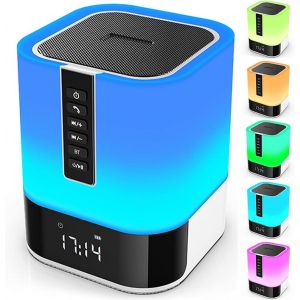 Kalanka-Veilleuse Bluetooth 5 En 1, Contrôle Tactile, Lampe De Chevet À Intensité Variable, Réveil Pour Chambre À Coucher, Meilleure Idée De Cadeau D'anniversaire Pour Adolescents/Garçons De 10, 11, - Neuf
