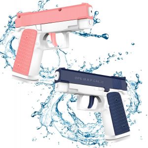 Pistolet A Eau, 2 Pièces Pistolets À Eau Pour Enfant, Puissant Pistolet À Eau Avec Longue Portée 10 Mètres Aux Jeux D'eau D'été Pour Enfants Pour La Piscine Extérieure Et La Plage (Rose Bleu) - Neuf