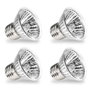 Ampoule Lamp Chauffante Tortue,Uva Uvb E27 Ampoule Reptile Chauffage Ampoule Lampe Pour Reptile Aquarium Spectre Complet Ampoule Halogène Pour Reptiles Lézard Tortue-4 Pièces (75w) - Neuf