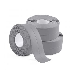 rouleaux (gris) de bande d'étanchéité étanche, joint de salle de bain, ruban de calfeutrage autocollant en PVC pour cuisine, toilettes, baignoire - Neuf