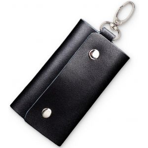 1 Pcs Multifonctionnel Classique Organisateur &Eacute;tui Porte-Cl&eacute;s,Protection Pochette en Cuir V&eacute;ritable pour Cl&eacute;s de Voiture,&Eacute;tui &agrave; Cl&eacute;s de Voiture avec Crochets et Porte-Cartes Portables-Noir - Neuf