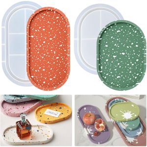 Tianyi-Lot De 2 Moules En Silicone - Plateau Ovale - Dessous De Verre - Moule En Silicone - Plateau En Résine Époxy - Dessous De Verre Ovale - Plateau À Thé - Bougies - Bougeoir En Béton - Moule En P - Neuf