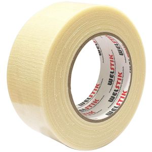 Ruban adh&eacute;sif transparent de qualit&eacute; professionnelle en tissu imperm&eacute;able multi-usage pour les r&eacute;parations,l'entretien,les greffes,la moquette 5 cm x 41 m,colle jaune transparente - Neuf