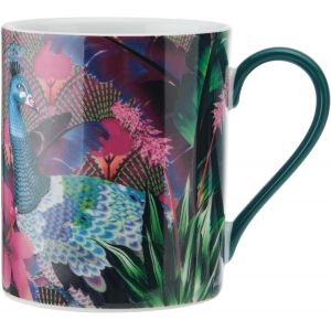 Tasse En Porcelaine X Sarah Arnett, Tasse Imprimée Pour Le Thé Et Le Café, Tasse Unique Pour Offrir, Imprimé Paon, 350ml - Lavable Au Lave-Vaisselle - Neuf