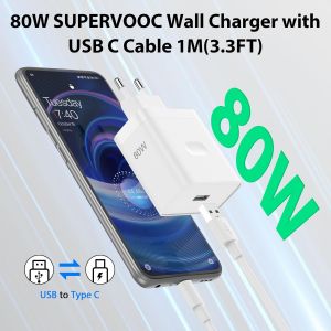 TIANYI-80W Chargeur rapide avec câble USB C 1M SuperVOOC Charge pour OPPO Find X5 X3/2 Neo/Reno12 11 F/10,Chargeur rapide Charge VOOC avec câble USB Type-C pour OnePlus 12 12R 11 10 Pro Nord 2T CE 4 - Neuf