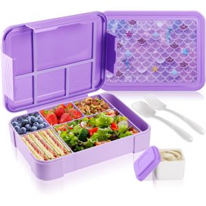 Lunch Box, Bento Lunch Box Enfant 1330ml Avec 6 Compartiments, Bo&icirc;te &Agrave; Gouter Enfant Avec Couverts, Lunchbox Micro-Ondable,Sans Bpa Et Compatible Au Lave-Vaisselle (La Sir&egrave;ne) - Neuf
