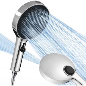 Pommeau de Douche Haute Pression jet Lavage, Shower Head Grand Diam&egrave;tre 3 Types de Jets, Douchette Douche Salle de Bain Puissante Pommeau de Douche sans Tuyau,Pomme de Douche Large 130MM - Neuf