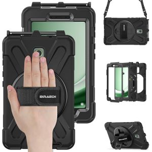 pour Coque Samsung Galaxy Tab Active 5/Active 3 8 Pouce, &Eacute;tui de Robuste avec Porte-Stylet, Support Rotatif &agrave; 360&deg; et Dragonne, Bandouli&egrave;re, Noir - Neuf