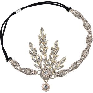 Art Déco 1920 Flapper Great Gatsby Inspired Leaf Medallion Pearl Headpiece Headband - Neuf