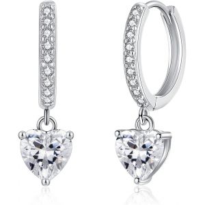 Kal-Créoles En Argent 925 Avec Pendentif, Boucles D'oreilles Pendantes En Argent Sterling 925 Avec Pendentif En Forme De C?Ur, Croix, Goutte D'eau, Dormeur, Cartilage, Boucles D'oreilles Créoles - Neuf
