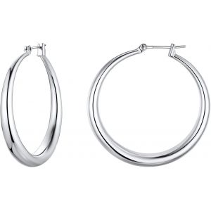Kal-Boucle D'oreille Femme Acier Inoxydable Cr&eacute;ole Fille Grand Cercle Clou Nom Fantaisie Originale [Argent&eacute;/Dor&eacute; 40/60/80 Mm] Bijoux Cadeau Anniversaire Mariage Gr&acirc;ce Valentin No&euml;l Nouvel An - Neuf