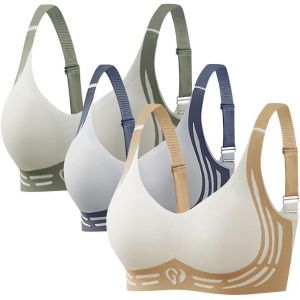 Lot De 3 Soutien Gorge Sans Armature Pour Femmes Push Up Anti-Affaissement Brassière Femme Poitrine Respirante Soutien-Gorge Grande Taille Classique Lingerie Sport Yoga Casual Bra - Neuf
