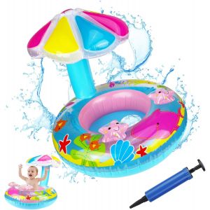 Anneau De Natation Pour B&eacute;b&eacute;, Bou&eacute;e Si&egrave;ge De Piscine Bou&eacute;e Gonflable Pare-Soleil Flotteur De Natation Flotteur De Piscine &iquest;Bou&eacute;e En Forme De Animaux Marins Aide &Agrave; La Nage Pour Enfant 6 Mois &Agrave; 3 Ans - Neuf