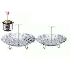 Lot De 2 Paniers Vapeur En Acier Inoxydable Avec Poign&eacute;e Amovible Pour La Cuisson Et L'&eacute;gouttage - Neuf
