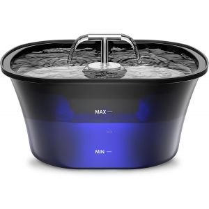 Kalanka-Fontaine A Eau Chat, Fontaine &Agrave; Eau Pour Chat 2,5l, Ultra Silencieuse Avec Led Int&eacute;gr&eacute;e Et Filtre &Agrave; Charbon Actif, Facile &Agrave; Nettoyer, Design &Agrave; Double Sortie - Neuf