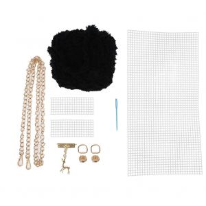 Sac en velours tisse a la main, couleur unie, tendance, fait a la main, sac a bandouliere pour femme, cadeau artisanal, kit de materiel noir - Neuf