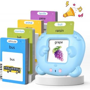 ERYI-Cartes Flash Parlantes Cartes Éducatives Montessori Pour Enfants De 3+ Ans Talking Flash Cards 112 Feuilles 224 Mots Jouets Éducatifs Pour Apprendre A Parler, Français/Anglais/Bilingue(Bleu) - Neuf