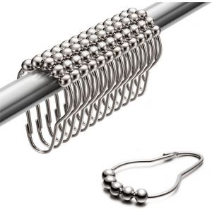 Salle de bain rideau de douche anneaux - acier inoxydable, 12 pièces, chrome - Neuf