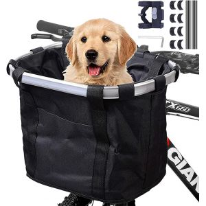 Amovible Panier De Vélo Pour Guidon, Toile Panier Avant, En Alliage D'aluminium Pet Carrier Sac Pour Vélo De Montagne, Pique-Nique, De Boutiques Et De Petits Animaux - Neuf