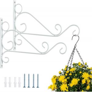 2 Pièces Support Panier Suspendu Blanc,30cm Longueur Supports Suspension Murale Crochets,Support Plantes Suspendues,Crochets Jardin,Support Extérieur Pour Suspendre Lanternes Plantes - Neuf