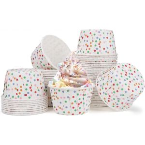 Ulteronixshop-Lot De 50 Moule Muffins Papier Caissettes Cupcake Moule &Agrave; Cupcake Mini Moule Jetable Pour Mariage, Anniversaire, No&euml;l(Pois Color&eacute;s) - Neuf