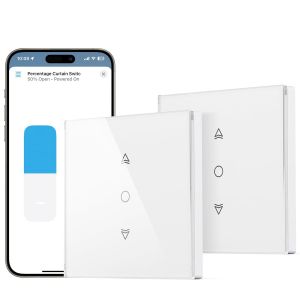 CHECARZHN--NO1-Interrupteur Volet Roulant Connecté Wifi, Compatible Avec Homekit, Alexa Et Google Home, Calibrage En Un Clic, Contrôle De Pourcentage, Contrôle À Distance Et Commande Vocale (2 Packs) - Neuf