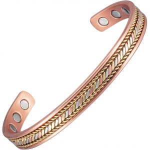 Eryi-16,5 Cm Bracelet En Cuivre Magnétique, Bracelet En Cuivre Magnétique Artisanal De Tissage Indien, Bracelet En Cuivre Pur, Contient 8 Aimants - Neuf