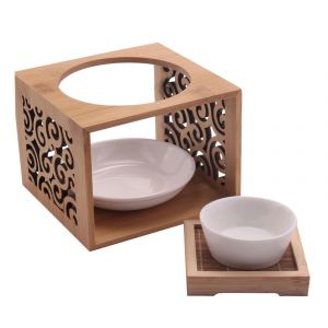 Bambou en bois creux parfum lampe huile fournaise arôme bougeoir - Neuf
