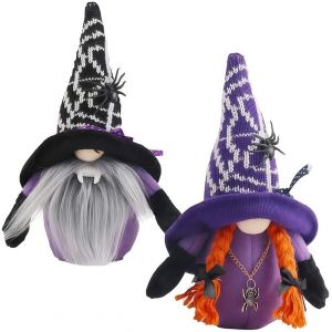 Cauc-Poup&eacute;e D'halloween Gnome Avec Accessoires De Araign&eacute;es 2pcs Peluche Sans Visage Pour Halloween Ornements De Poup&eacute;e Sans Visage Pour Salon Chambre F&ecirc;te Enfants Couples - Neuf