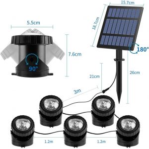 Tianyi-Lampe De Bassin Solaire, 5 Packs Projecteurs Led Submersibles, Lumières Sous-Marine, Éclairage Extérieur, Spots Solaire Avec 2 Modes, Rgb Changement Couleur, Ip68 Étanche, Lumière D'éclairage - Neuf